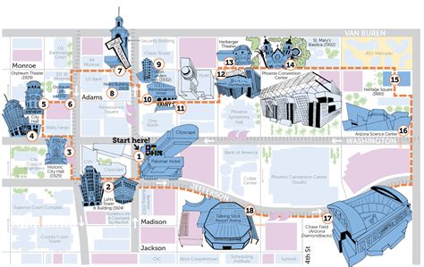 Downtown Phoenix Walking Tour Map By Jen Urso Steady Hand Maps