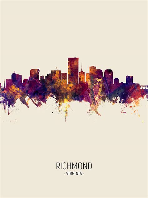 Richmond Virginia Skyline Digital Art By Michael Tompsett Fine Art