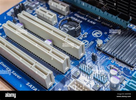 Pci Slots On A Gigabyte Motherboard Stock Photo Alamy