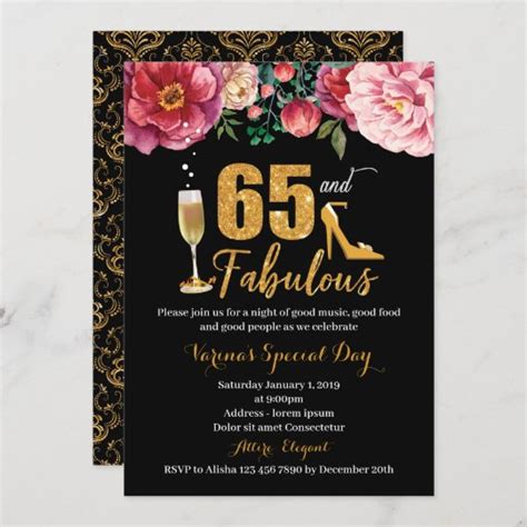 65 And Fabulous Birthday Invitation For Women