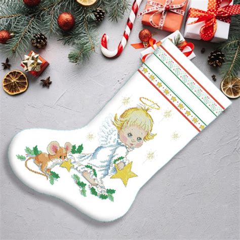 Holy Angel Christmas Stocking Counted Cross Stitch Pattern Etsy