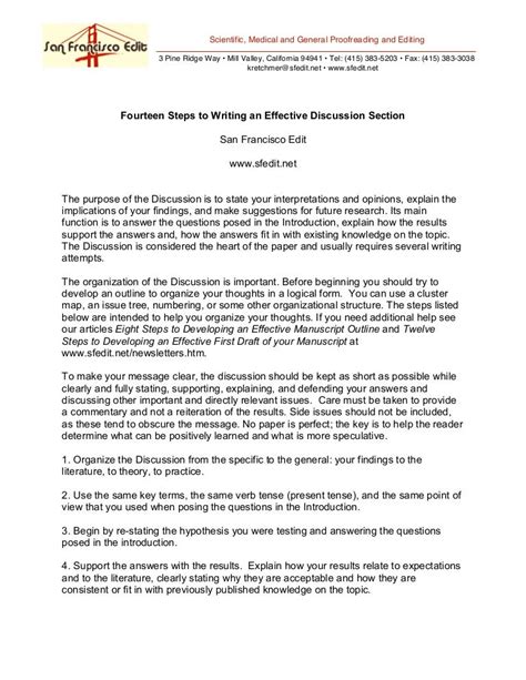 Fourteen Steps To Writing An Effective Discussion Section