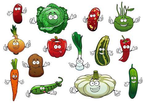 Personajes De Verduras Frescas De Dibujos Animados Felices 11662722