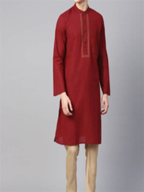 Buy Fabindia Men Maroon Solid Straight Kurta Kurtas For Men 12809962