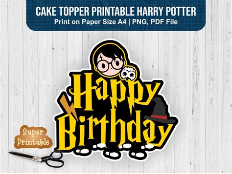 Cake Topper Printable Harry Potter PNG Happy Birthday | Vectorency