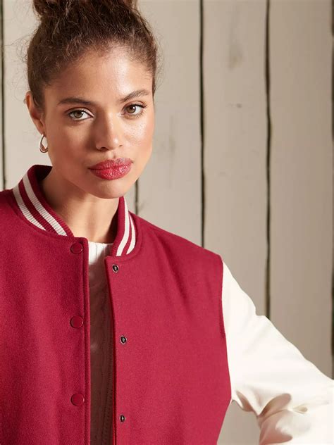 Superdry College Varsity Bomber Jacket Hike Red At John Lewis And Partners