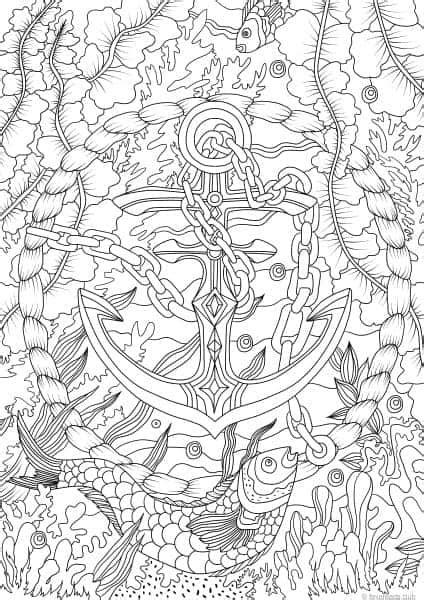 Ocean Life Anchor Printable Adult Coloring Pages From