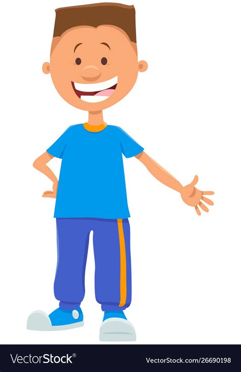 Happy Teen Boy Cartoon Character Royalty Free Vector Image