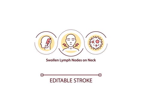 Swollen Lymph Nodes On Neck Concept Outline Icons Creative Market