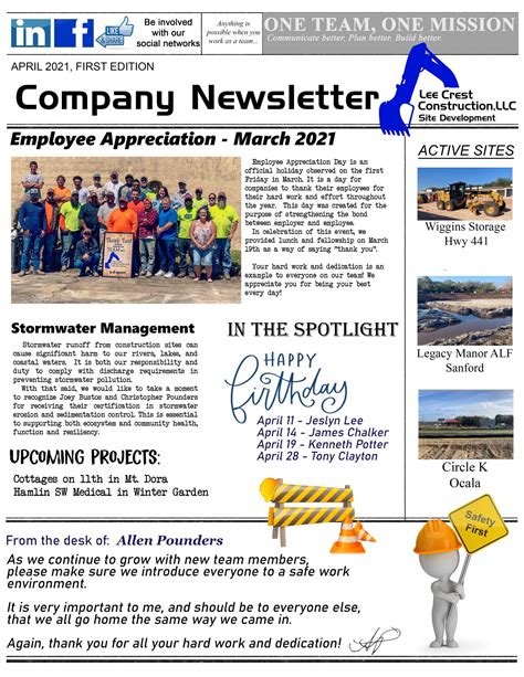 Employee Newsletter - Lee Crest Construction, LLC