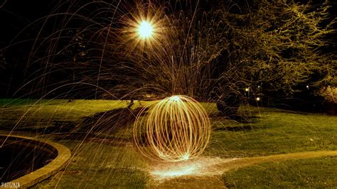 Light Painting Lights Night Sphere Sparks Nature Grass Wallpapers Hd Desktop And Mobile