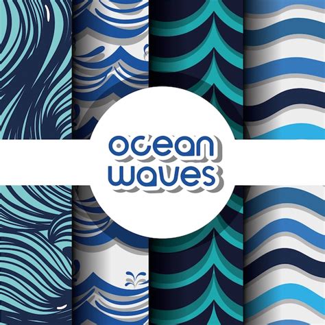 Premium Vector Set Different Ocean Waves Shapes Background