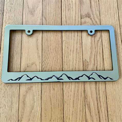 Mountain License Plate Frame Chrome Brushed Plastic Rust Etsy