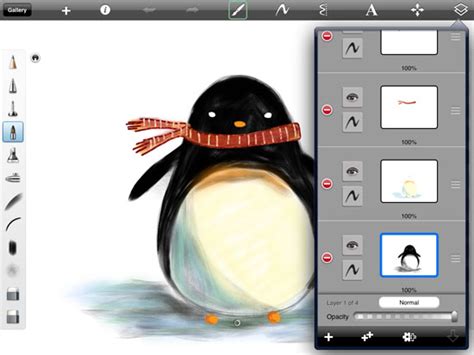 Draw Penguins In The Ipad With Harmonious And Sketchbook