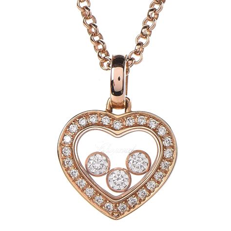 Chopard 18k Yellow Gold Happy Diamonds Floating Heart Pendant Necklace