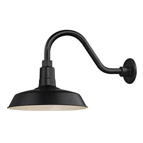 Inspired by industrial workplace and barninspired by industrial workplace and barn lighting designs, this fixture features a long curving gooseneck with. Black Gooseneck Barn Light with 12 in 2020 | Barn lighting ...