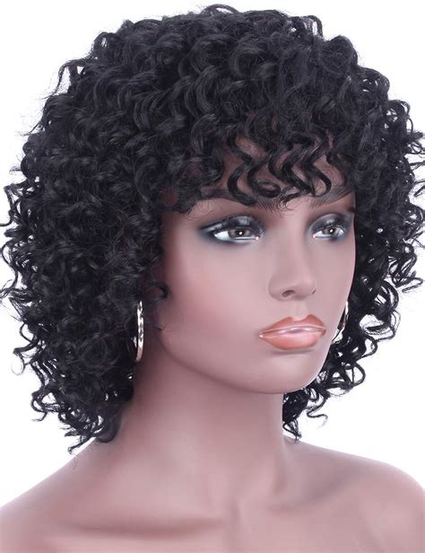 Beauart 12 Short Jet Black Curly Brazilian Remy 100 Human Hair Wigs For Black Women Full Head