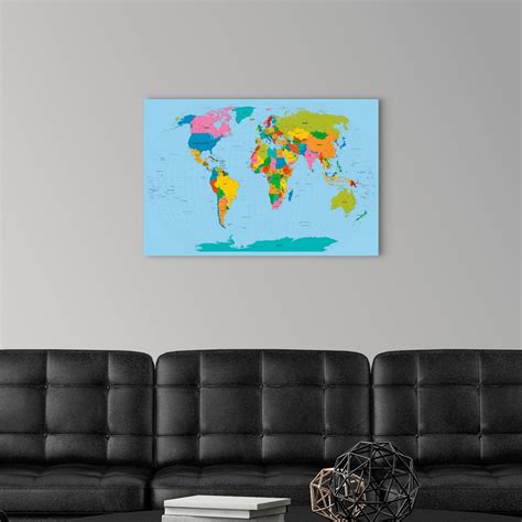 World Map Bright Wall Art Canvas Prints Framed Prints Wall Peels