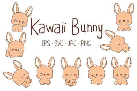 Kawaii Baby Bunny Set Illustrations Graphic By Artvarstudio · Creative