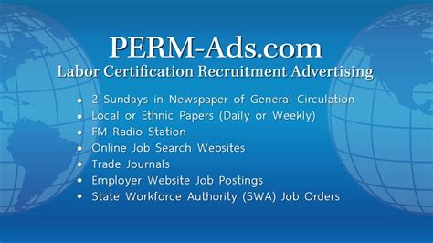perm recruitment advertising labor certification perm ads immigration advertising