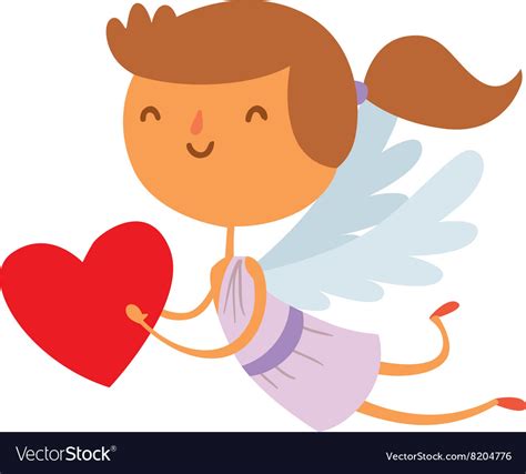 Cartoon Cute Cupid Angel Smile Girl Kid Royalty Free Vector