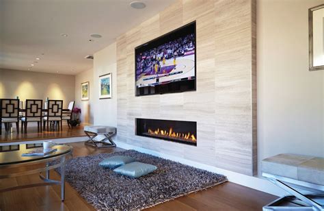 Modern Linear Fireplace With Tv Above Strains Webzine Diaporama