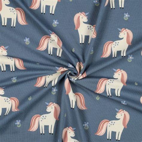 Jersey Glitter Unicorns Blue