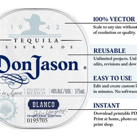 Don Julio Label Replica Instant Digital Download Easy To Etsy