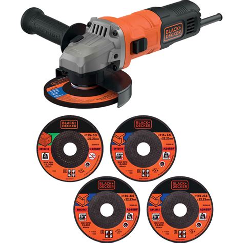 Black And Decker Beg010a5 Angle Grinder 5 Discs 115mm Angle Grinders