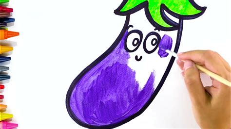 How To Draw An Eggplant 🍆 Easy Drawing Tutorial Cute Crayons Youtube