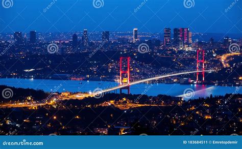 Cityscape Night View Of Bosphorus Istanbul Night View Istanbul
