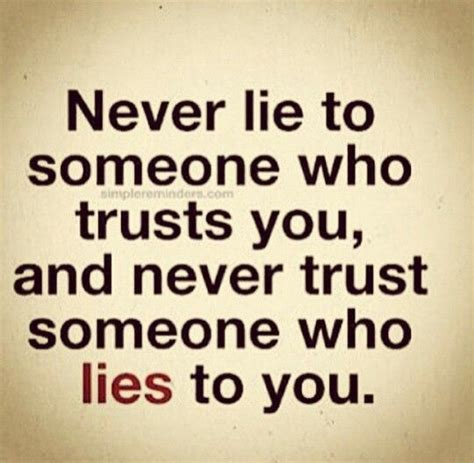 Never Lie To Someone Who Trusts You And Never Trust Someone Who Lies