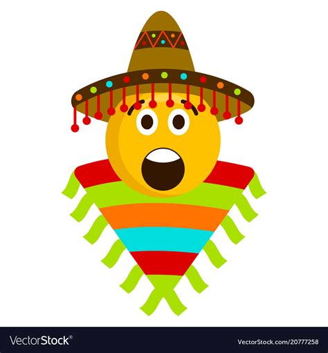 Surprised Emoji With A Mexican Hat Royalty Free Vector Image