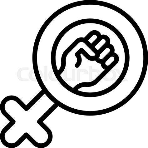 Raised Fist In Female Gender Symbol Icon Stock Vector Colourbox