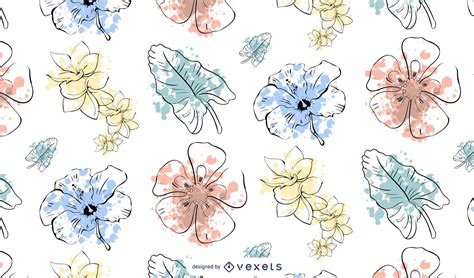 Watercolor Flower Pattern Design Vector Download