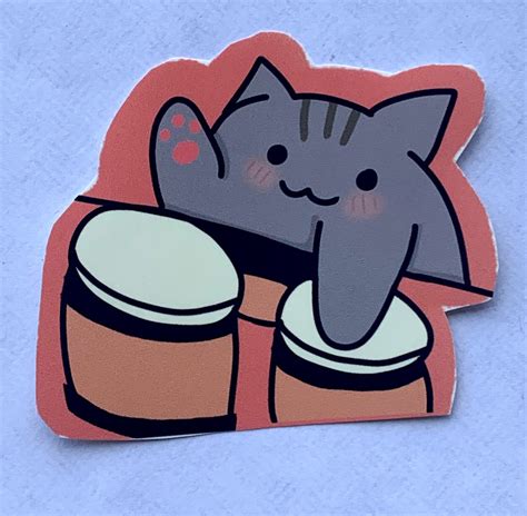 Bongo Cat Vinyl Sticker Etsy