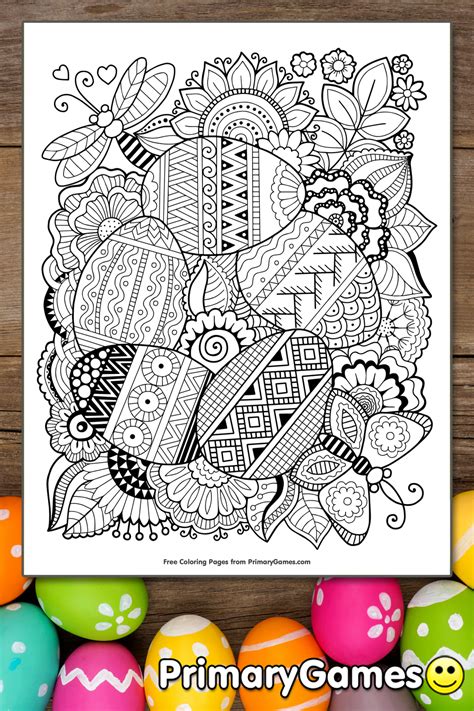 This is not a physical product. Zentangle Easter Eggs Coloring Page | Printable Easter ...