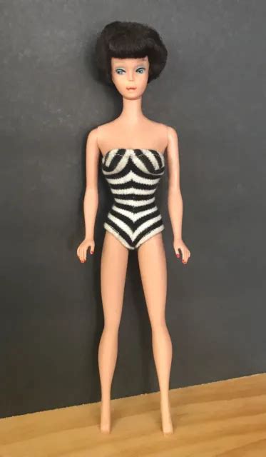 Vintage Barbie Brunette Bubblecut Doll Barbie Pats Pend Body See Desc Picclick