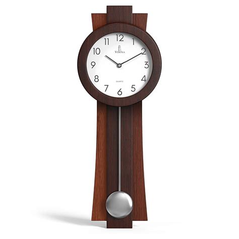 Buy Pendulum Wall Clock Battery Operated Modern Pendulum Clock 235x85 Inch Silent Wooden