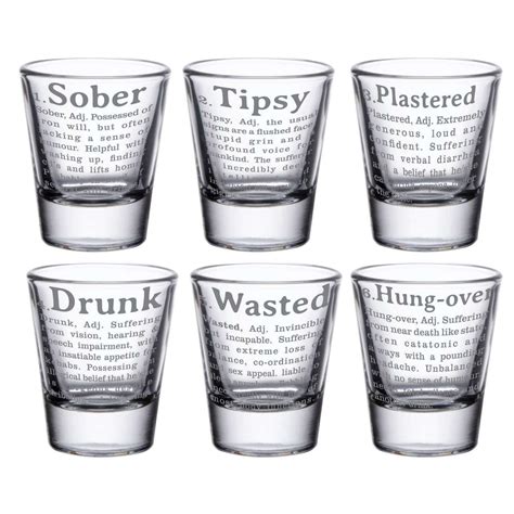 Buy Theyayacafe Engraved Vodka Shot Glasses Set Of 6 Drunk And Wasted