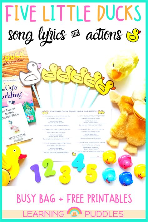 Five Little Ducks Song Lyrics Free Activities Learning Puddles