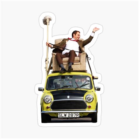 Mr Bean Funny Mr Bean Driving His Car From The Roof Sticker By