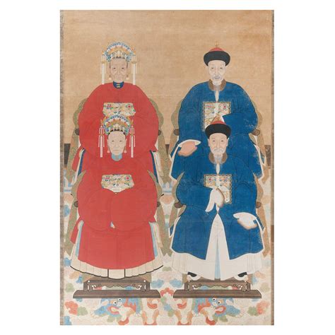 Large Framed Chinese Ancestral Portrait For Sale At 1stdibs Chinese