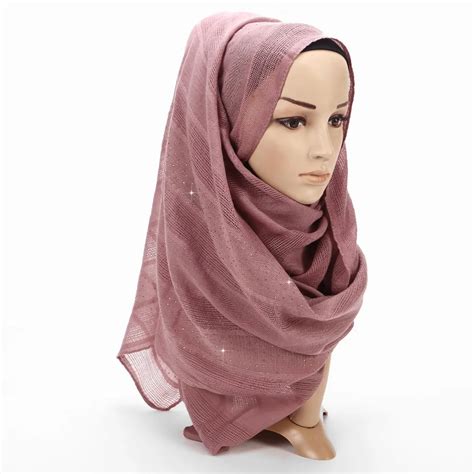 women shiny shawls fashion hollow muslim hijab cotton scarves islamic scarf plain hijab plaid