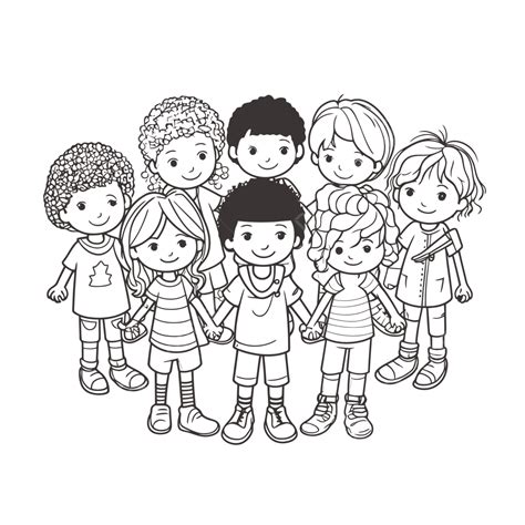 Coloring Page Of Friends Outline Sketch Drawing Vector Unity Drawing