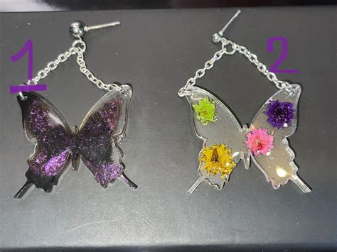 Butterfly Resin Earrings Etsy