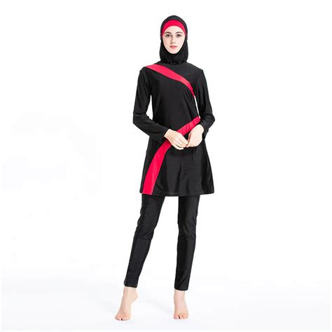 Islamic Muslim Swimwear Sets Women Hooded Burkini 3 Piece Suits Hijab Swimsuit Full Modest Arab
