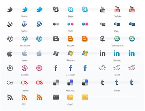 Social Media Icon List At Collection Of Social Media