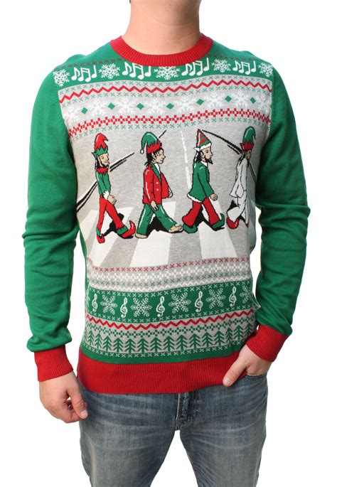 Ugly Christmas Sweater Ugly Christmas Sweater Men S Beatles Abbey Road Pullover Sweatshirt
