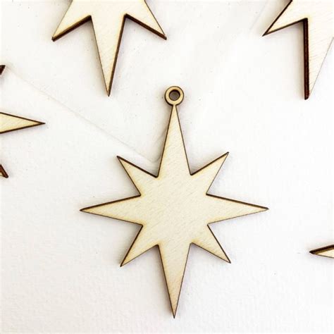 Small Wooden Star Ornaments Set Of 5
